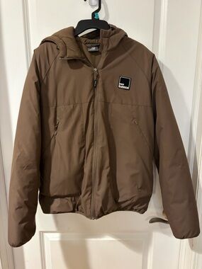 New Balance Brown Hooded Puffer Jacket, Size S